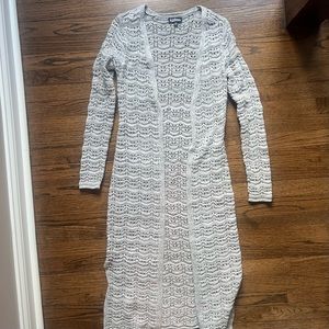 Pale gray open knit cardigan